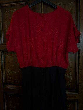 Vintage 1980s Silk Red ans Black Dress